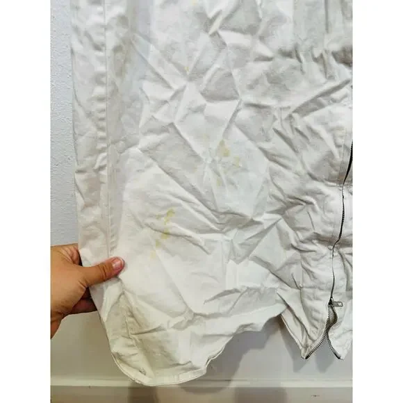 AREA STARS White Cotton Waist Cinching Sleeveless Jean A-Line Dress Size Medium - Picture 8 of 10